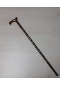 Resim Alkese El İşçiliği Lüks Cilalı Kayın Ağacı Baston Devrek Bastonu 