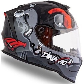 Resim Dinamo Fishuga Siyah-kırmızı-gri Kask C2 Mat Siyah 