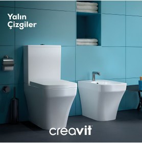 Resim Creavit Crevit S0361 Solo Duvara Sıfır Kanalsız Klozet, Yavaş Kapak 