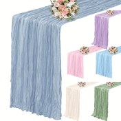 Resim 1 adet Bohem Tarzı Düz Renk Masa Koşusu - Bahar ve Yaz için Şık Büzgülü Polyester Tasarımı, Yemek Masaları, Düğünler, Törenler, Doğum Günleri, Ev ve Yatak Odası Dekoru, Tören Dekoru | Bohem Tarzı | Polyester Kumaş, Masa Süsleri 