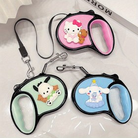 Resim 1 Adet Sanrio Hello Kitty Geri Çekilebilir Köpek Tasması - Pembe, Yeşil, Mavi Sevimli Karikatür Desenli 3.05 Metre Otomatik Yürüyüş İpi, Küçük ve Orta Boy Köpekler İçin Uygun, Evcil Hayvan Liderliği | Sanrio Karakter Temalı | Parlak Çekme İpi, Uzatılabilir Köpek Tasma 