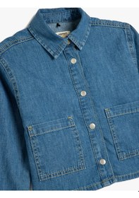 Resim Koton Pamuklu Kısa Kollu Crop Denim Ceket Orta İndigo 5skg20016ad İndigo 