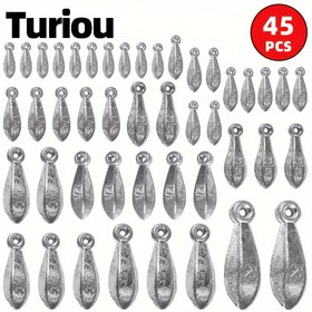 Resim Balıkçılık Yem Aksesuarları 45 Parça Balıkçılık Ağırlıkları Karıştırılmış Set, Deniz Balıkçılığı için Halkalı Altıgen Kurşun Ağırlık, Kamış Dökme için Damlama Yarası, Balıkçılık Malzemeleri 1/8oz 1oz 2oz 