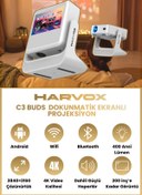 Resim HARVOX C3 Buds Ekranlı Projeksiyon Cihazı Taşınabilir Android Sistemli Wifi HDMI USB Destekli Projektör 