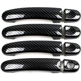 Resim Dashanshop Volkswagen Touran 2003 2015 Karbon Fiber Kapı Kolu Kaplaması Abs Krom Siyah Aksesuar 
