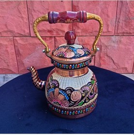 Resim Gül Çiçek İşlemeli Bakır Bitki Cayı Demligi Bakır 