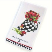 Resim 1 adet Mackenzie-Childs Tulip Teapot Tasarımı Mutfak Havlusu, 45.72x66.04 cm, Süper Yumuşak Polyester, Modern Karikatür Temalı Bulaşık Bezi, Makinede Yıkanabilir, Ev ve Restoran Kullanımı için Dekoratif Temizlik Havlusu, Dikdörtgen Şekil, Mutfak Bulaşık Havluları 