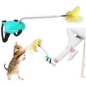 Resim Tüylü Kedi Ayak Oltası Kedi Oyuncağı Fonksiyonlu Yaylı 