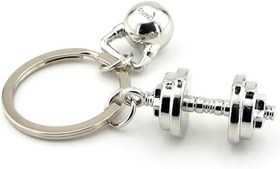 Resim Gümüş Renk Dambıl Ağırlık Fitness Bodybuilding Halter Metal Anahtarlık KC272 