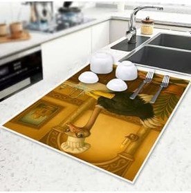 Resim Bulaşık Kurutma Matı Kurutma Örtüsü Tezgah Üstü Bulaşıklık 40X50Cm Yıkanabilir | Deve Kuşu Desenli,Çok Renkli Tek Ebat 