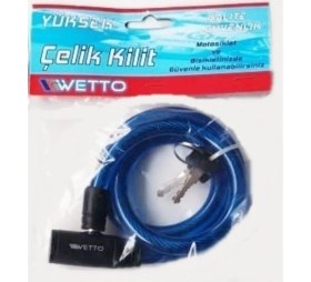 Resim Wetto 12*80 cm 2 Anahtarlı Çelik Kaliteli Bisiklet Kilit 