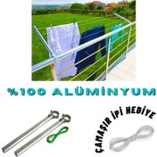 Resim LDR %100 Alüminyum Balkon Küpeşte Çamaşır Askısı - Kurutmalık Çamaşır Ipi Hediye 