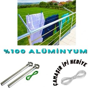 Resim LDR %100 Alüminyum Balkon Küpeşte Çamaşır Askısı - Kurutmalık Çamaşır Ipi Hediye 