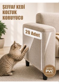 Resim Kedi Koltuk Tırmalama Koruyucu Şeffaf Yapışkanlı Mobilya Tırmalama Önleyici Bandı 20x50 Cm 20 Adet 