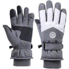 Resim Mufunye Kış Kayak Eldiveni Unisex Dışarıda Bisiklet Sürmek İçin Dokunmatik Ekranlı Kalın Yünlü Rüzgar Ve Su Geçirmez Isı Sağlayan Gri Standart Beden Gri 