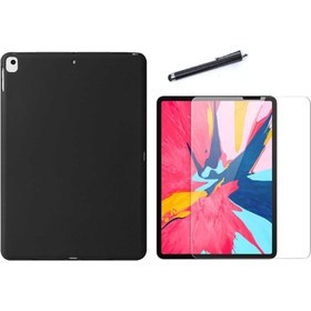 Resim Apple iPad 9. Nesil 10.2 Uyumlu Tablet Kılıf + Ekran Koruyucu + Kalem Süper Silikon Şeffaf Siyah 