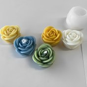 Resim Sevgililer Günü Gül Aroma Mum Silikon Kalıbı - DIY Mumlar, Sabun, Banyo Bombaları & Pasta Süslemeleri için 4 Renkli Çiçek Deseni (Mavi, Sarı, Yeşil, Beyaz) - Yeniden Kullanılabilir Yüksek Kaliteli Silikon El Sanatları Kalıpları 