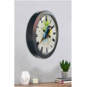Resim Bahat Salon Ofis Duvar Saati Gri Metal Çerçeve 36 Cm 