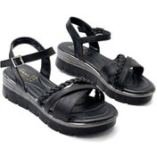 Resim Kindep Sümbül Poli Hafif Taban Günlük Kadın Sandalet Siyah Siyah 