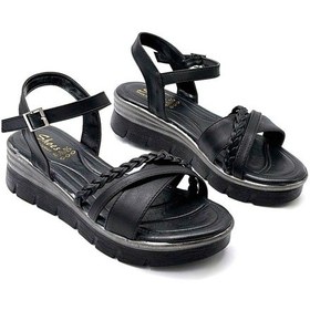Resim Kindep Sümbül Poli Hafif Taban Günlük Kadın Sandalet Siyah Siyah 