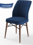 Resim Canisa Concept Flex Serisi, Üst Kalite Mutfak Sandalyesi, Gürgen Ceviz Ahşap Ayak, Lacivert Sandalye 