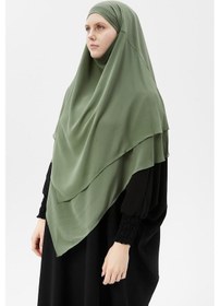 Resim Altobeh Hazır Pratik Şifon Üç Katlı Peçeli Üçgen Hac Umre Şalı Sufle Hijab Nikap Fıstık Yeşili 
