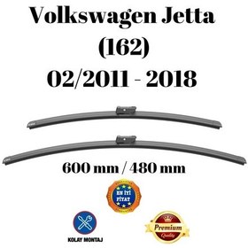 Resim Vw Jetta 162 2011 2012 2013 2014 2015 2016 2017 2018 Uyumlu Ön Cam Muz Tipi Silecek Süpürgesi Seti 60/48cm Silbak 