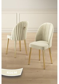 Resim Canisa Mos Serisi 90x90 Lak Panel Antrasit İroni Gold Kaplama Ayaklı Masa Takımı Ve 4 Krem Sandalye Antrasit İroni Masa Sandalye Krem Gold Detay 