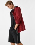 Resim Kapşonlu Sweatshirt Fermuarlı Basic 