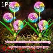 Resim 1 adet LED Güneş Enerjili Karahindiba Bahçe Işıkları - Çok Renkli Kürelerle Üç Rüzgar Topu Dış Mekan Peyzaj Aydınlatması, Parklar, Bahçeler ve Tatil Dekoru için Hava Koşullarına Dayanıklı Kazık Tasarım, Peyza Geliştirme | Dekoratif Çim Işıkları | Güneş Enerjili Işıklar, Güneş Bahçe Işıkları 