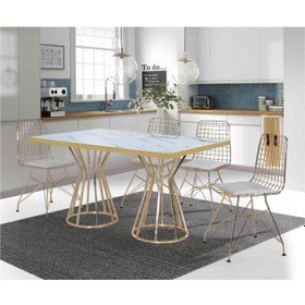 Resim Avvio Home Parla 4 Kişilik Metal Mutfak Masası Tel Sandalyeli -5b0bcb1e 