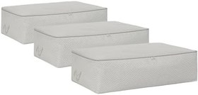 Resim Ocean Home Textile 3'lü Mega Boy Gri Balıksırtı Baza Altı Hurç Set 74 x 46 x 22 cm 