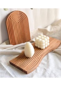 Resim Ahşap Oymalı Gökkuşağı Sunum Tepsisi Ve Kesme Tahtası 2’Li Ahşap 