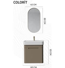 Resim Creavit Colorit Çekmeceli Lavabo Dolabı 60 Cm Şeftali Tüyü Pembe 