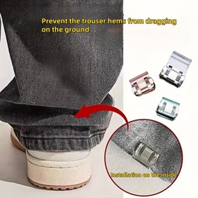 Resim Görünmez Pantolon Kenar Tutucuları - Dikişsiz Bacak Kapatma Klipsleri, Zeminde Sürüngenin Önlenmesi İçin, Kot, Pantolon ve Etekler İçin Şeffaf Plastik Kayışlar, Kolay Kurulum, Dikişsiz Yapıştırıcı Kapatmalar, Pantolon Kenar Kayışları, Etek Sabitleme Kayışları, Şık Tasarım, Çok Yönlü Uygulama 