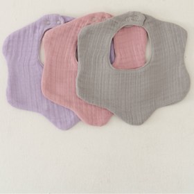 Resim elibaby 3'lü %100 Organik Pamuk 8 Katlı Multi Müslin Çiçek Kız Bebek Salya Mama Önlüğü,Yakalık (MODEL2) 