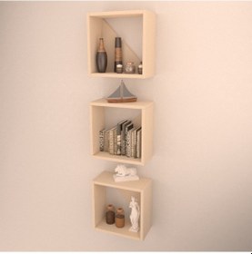 Resim Rafkestir 3 Lü Florence Duvar Rafı Krem ( Mat ) 