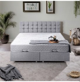 Resim Venedik Çift Kişilik Baza Başlık Letto Yatak Seti - Açık Gri 160 x 200 