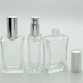 Resim D&B Parfüm Şişesi 50 ml (5 Adet) (TEKRAR DOLDURULABİLİR) Gri Kapak Metal Valf Içbükey Boş Şişe 