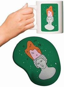 Resim HobiShop(7774) Matematik Profesörü Baskılı Bilek Destekli Mouse Pad + Kupa Bardak Mug Beyaz 