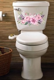Resim Soft Renki Sulu Boua Mor Pembe Güller Klozet Sticker Banyo Sticker 