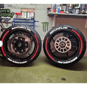 Resim Performance Stickers Motorsiklet Miclen Lastik Yazısı Şeritli Lastik Stiker 8adet Lastik Sticker 15-19 İnç Arası Uyumlu 