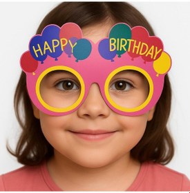 Resim Bn Desenli Karton Doğum Günü Gözlükleri 6 Adet Pembe Renk 18 