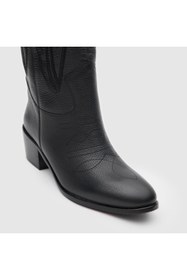 Resim Togo Siyah Hakiki Deri Kadın Western Çizme [060081] 