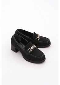 Resim Dgn Pm386-k1463 Kadin Tokali Loafer Ayakkabi Siyah Çizgili 