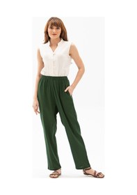 Resim Eliş Şile Bezi Şile Bezi Unisex Şalvar Pantolon Yeşil 