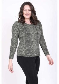 Resim Arkası Çapraz Biyeli Bluz Haki 