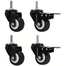 Resim Dashanshop 2 Adet Frenli 2 Adet Doner 2 Inç M8 15 Agir Hizmet Doner Tekerlek Sessiz Kilit 