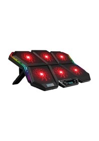 Resim Polham 6 Fanlı Rgb Işıklı Dijital Ekranlı Laptop Soğutucu Stand, 7 Kademeli Yükseklik Ayarlı Süper Soğutucu Stand 
