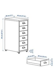 Resim IKEA 6 Çekmeceli Ofis-Makyaj-Eşya Düzenleyici Keson Beyaz Renk 28x69 Cm Tekerlekli 